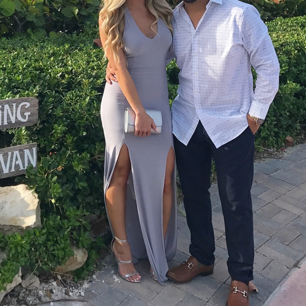 Gray backless gown